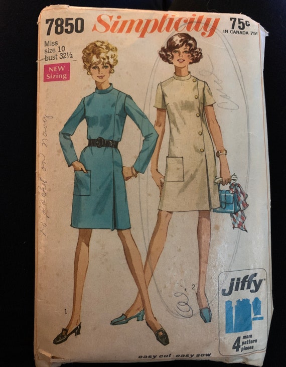 Vintage 1968 Simplicity Pattern 8086 Size 14 Dress