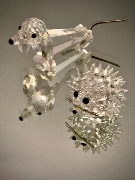 Vintage Retired Swarovski Crystal and Metal Dachshund OR Hedgehog
