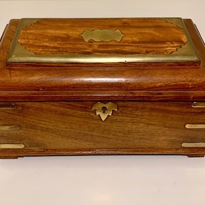 Handsome Vintage Walnut Box with Brass Accents