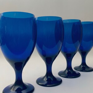 ヴィンテージ Libbey Prestige CObalt Blue ウォーター/ワイングラス - 4 個セット