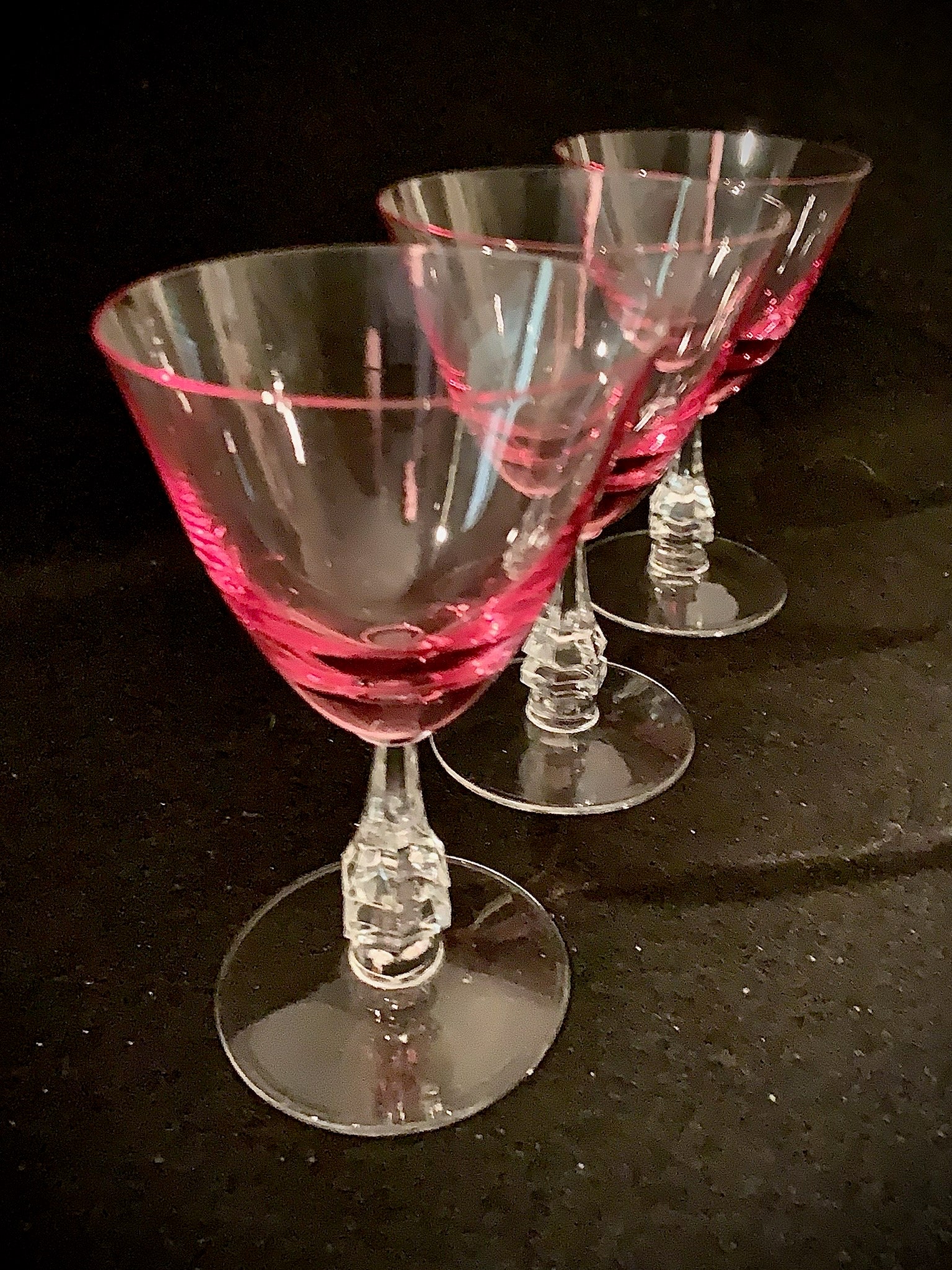 Tiffin-franciscan Wisteria Pink Stem 17477 Mid Century Water Glasses - Set  of (3) - Etsy, image size:1536x2049
