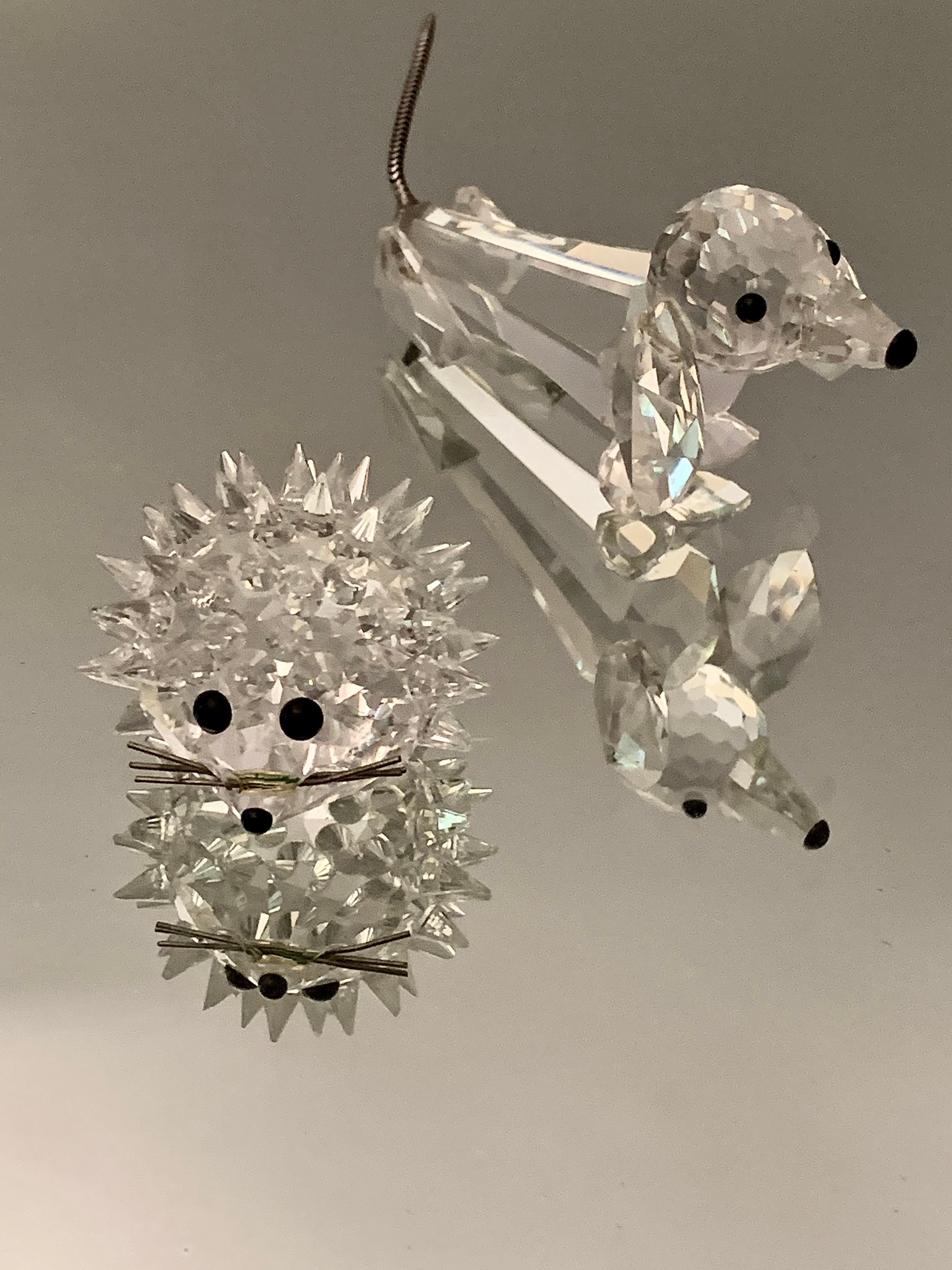 Vintage Retired Swarovski Crystal and Metal Dachshund OR Hedgehog