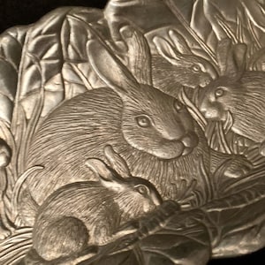 Vintage 1990 Arthur Court Rectangular Aluminum Bunny Tray