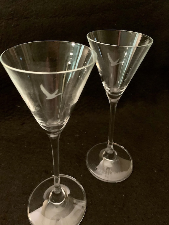 Grey Goose Vine and Feather Metal Based Martini Glass - 1 Glass:  Martini Glasses