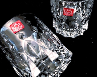 RCR Elegant Italian Crystal Diamond Pattern Whiskey Tumblers - Set of (2)