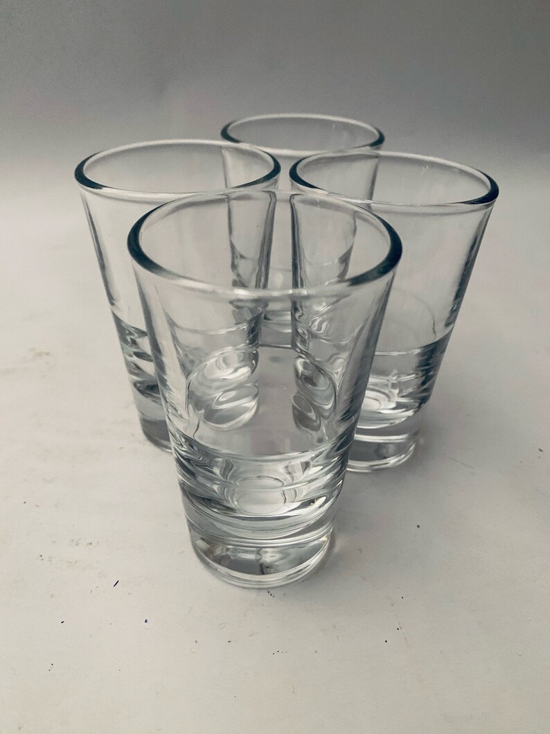 Vintage Heavy Clear Double Shot Glasses Set of 4 Etsy