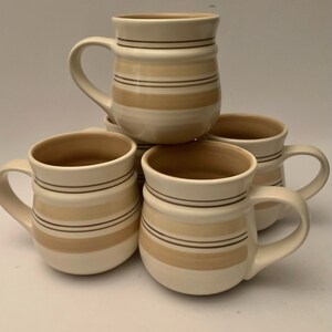Vintage Pfaltzgraff Striped “Latte” Coffee Mugs - Set of (4) or Set of (5)