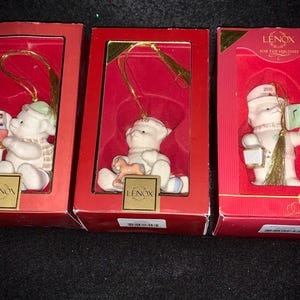 Vintage Lenox Annual Teddy Bear Ornament - Teddy’s Christmas Surprise, Teddys Christmas Morning, Teddy’s Christmas Carols  - Sold Separately