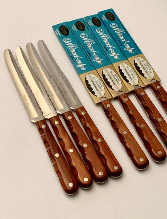 Vintage Case XX Set of 4 Knives Miracl-edge With Wood Handles 