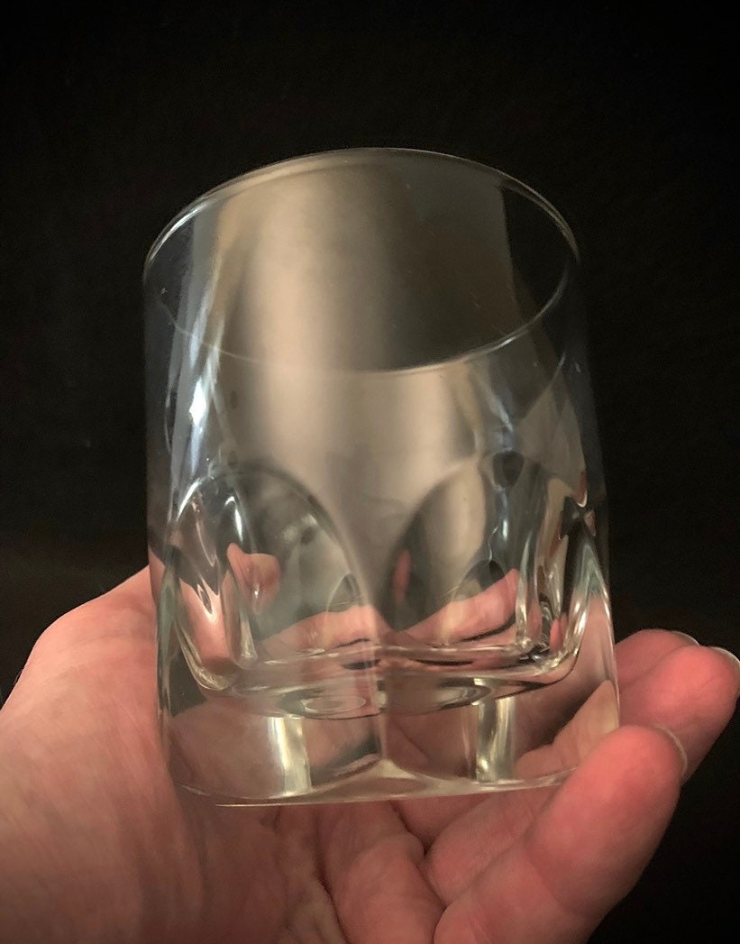 Lot De 5 Verres à Whisky Vintage - Motifs à Facettes, Made In Italy, Signés B