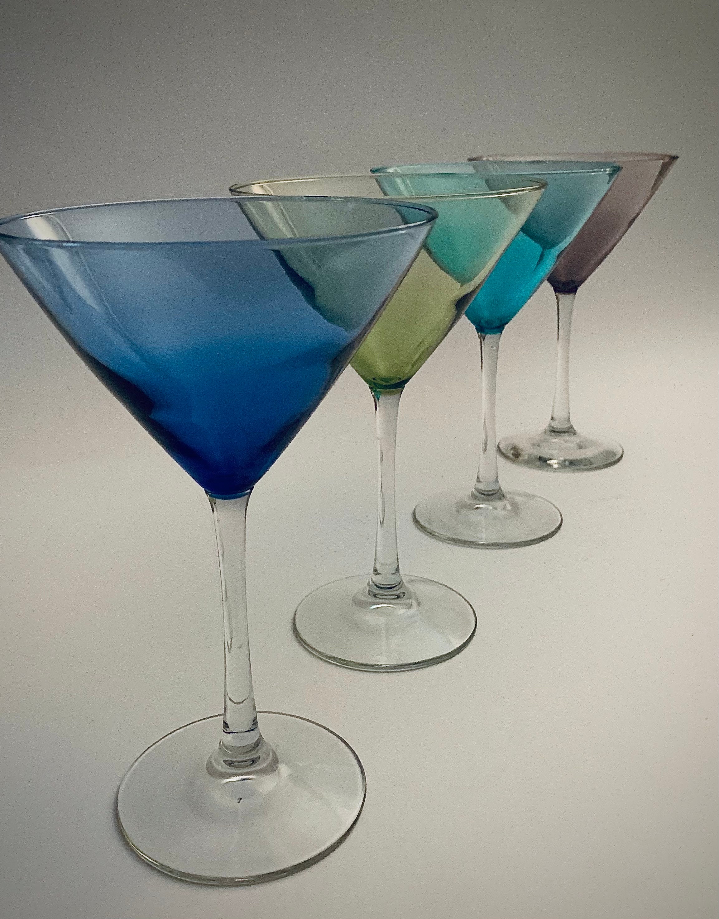 Vintage MultiColored Martini Glasses Set of 4 Etsy