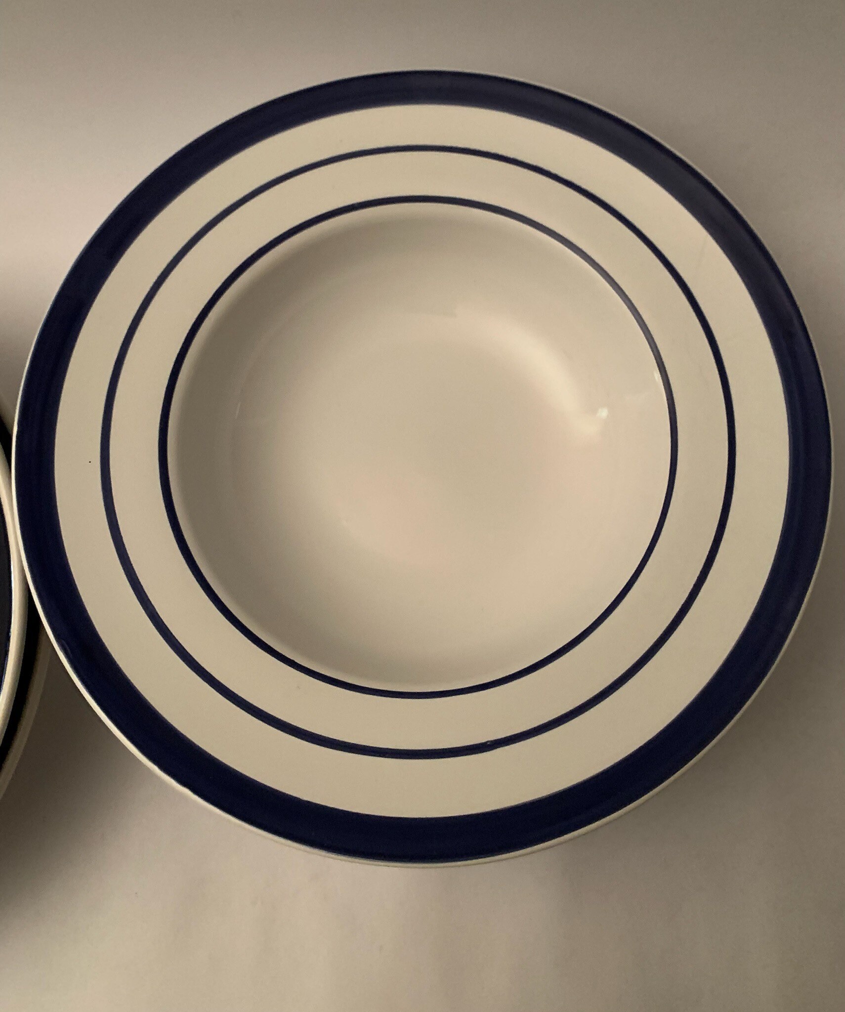 Cwc Flat Bowl Set Over and Back Large Flat Bowls With Cobalt Blue Bands - Set of (2) - Etsy