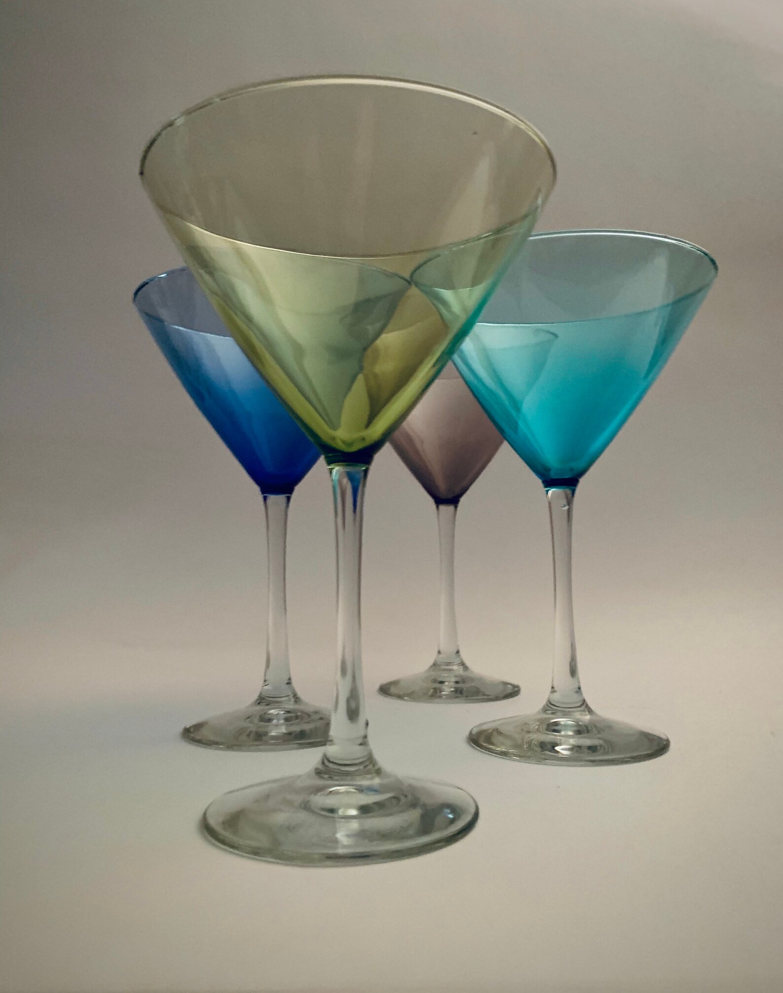 Vintage MultiColored Martini Glasses Set of 4 Etsy