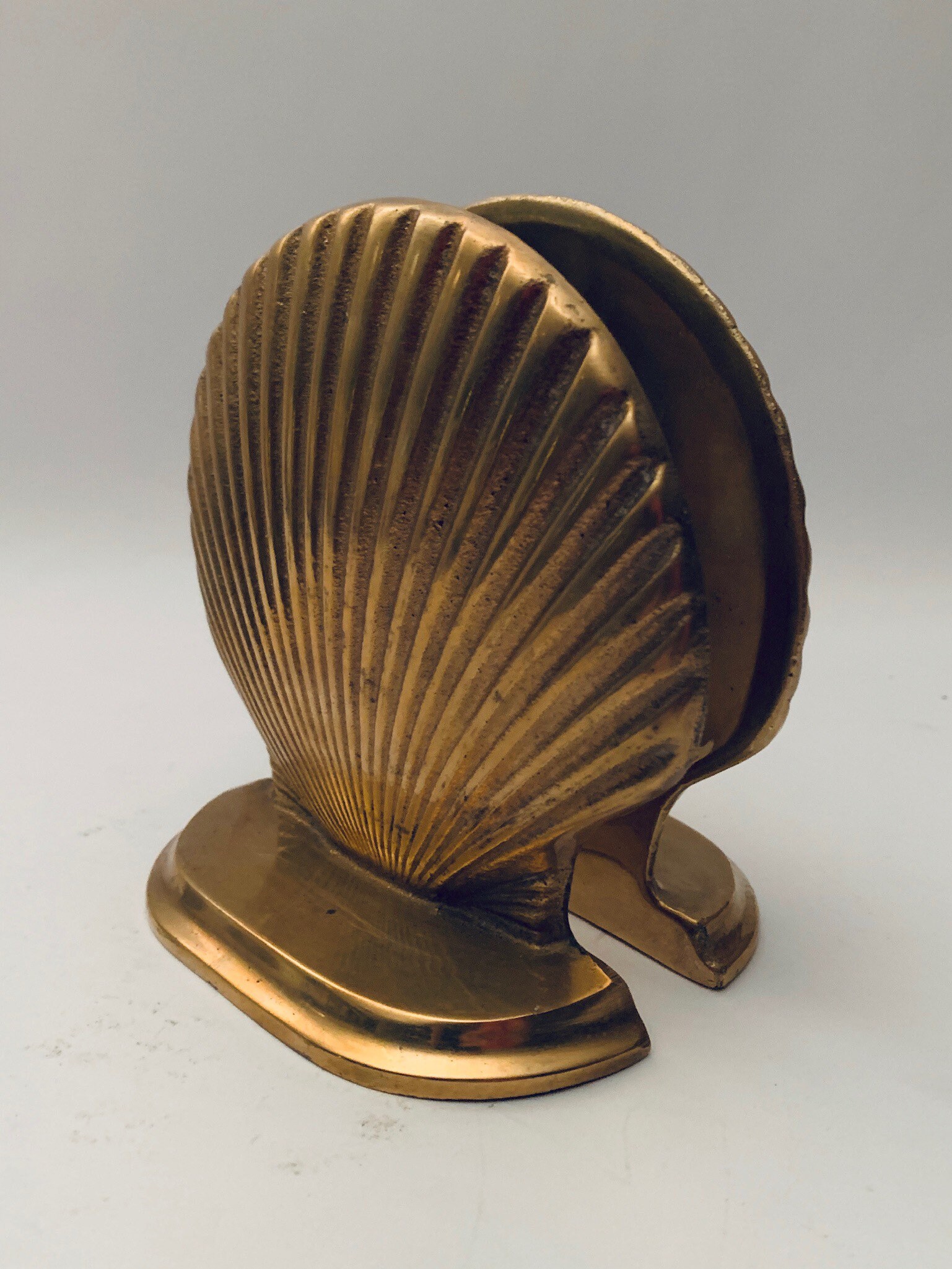 Vintage Brass Clam Shell Bookends Pair Scallop Shells Sea Etsy