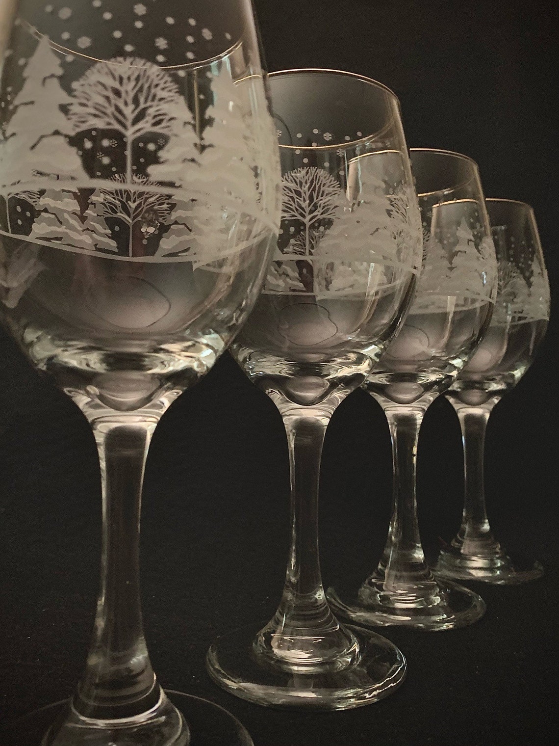 1980's Libbey Holiday Wine GlassesFrosted / Etched White Etsy