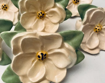 Vintage Pale Yellow Flower Napkin Ring - Set of (6)