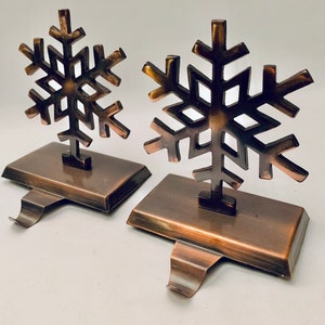 Classic Snowflake Holder, Bronze or Silver Stocking Holders, Christmas Stocking Hanger- Sold as Set of (2).