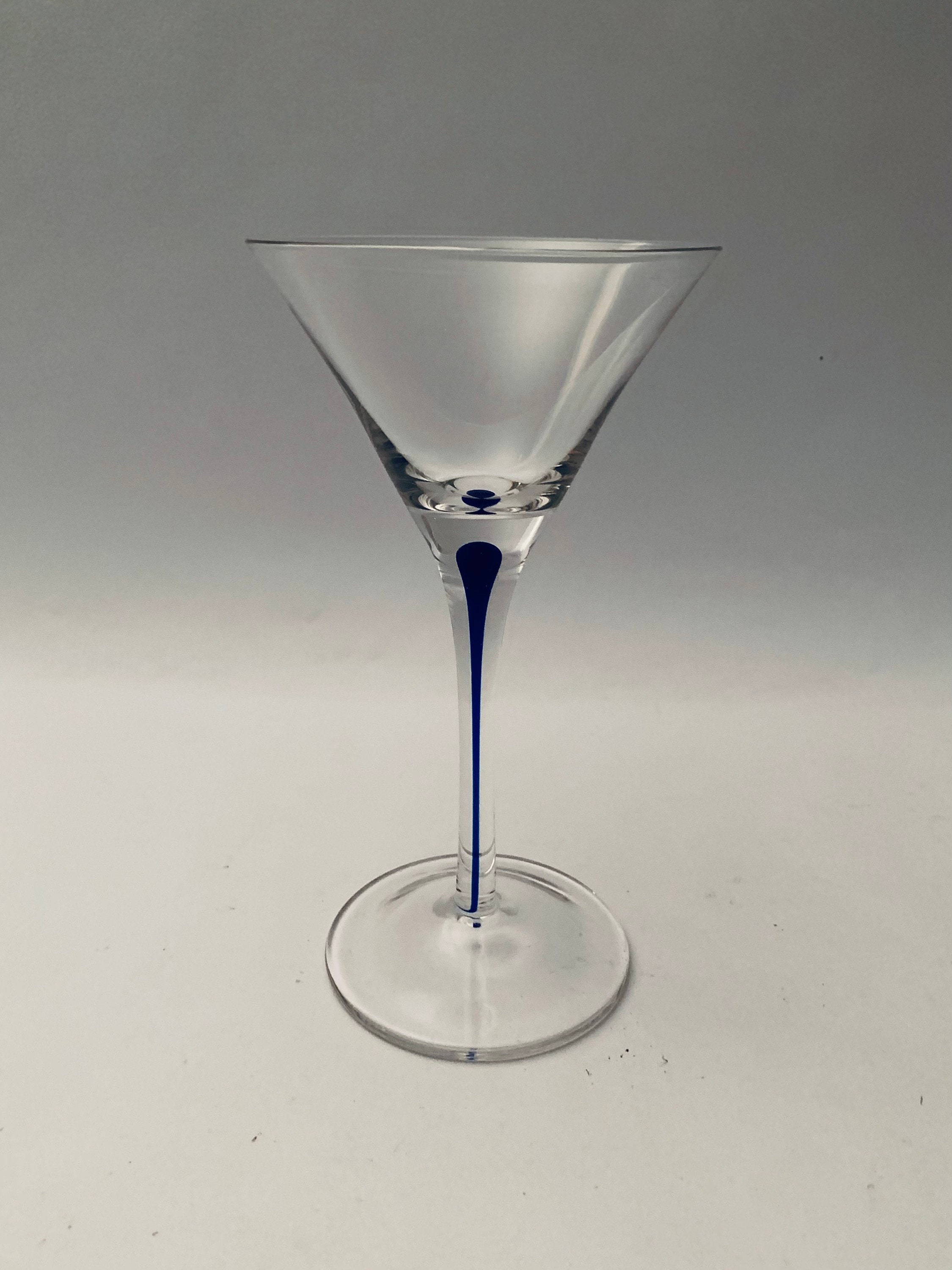 7 1/8 " es LIBBEY Cobalt Blue 1 BRAVURA Margarita Champagne Curved Stem Glass 