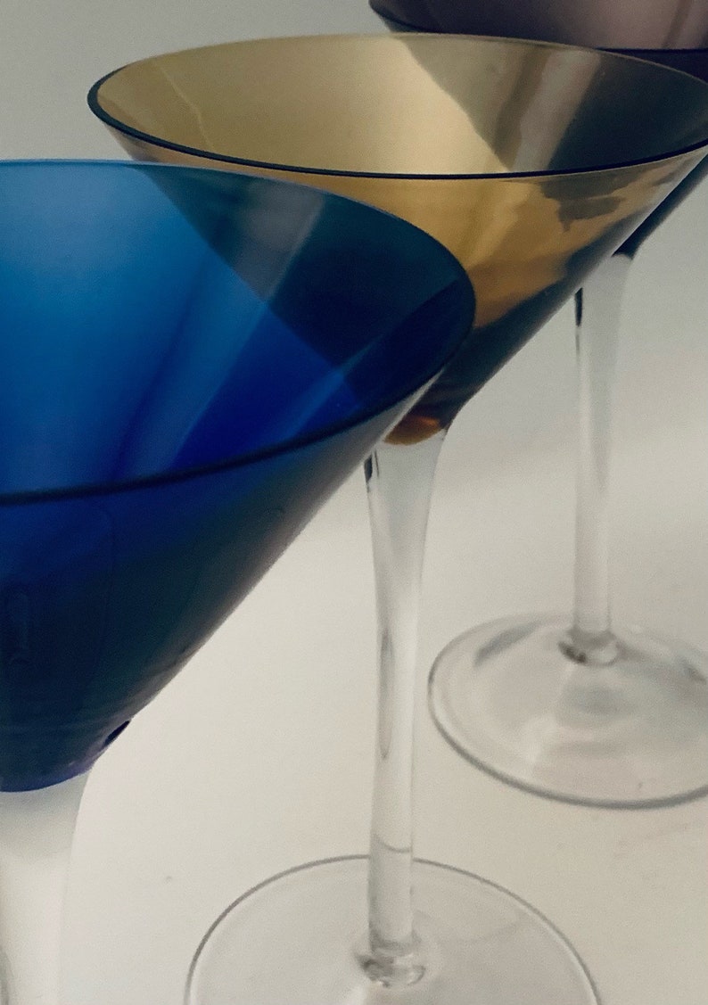 Vintage Jewel Toned Martini Glasses Set of 3 Etsy