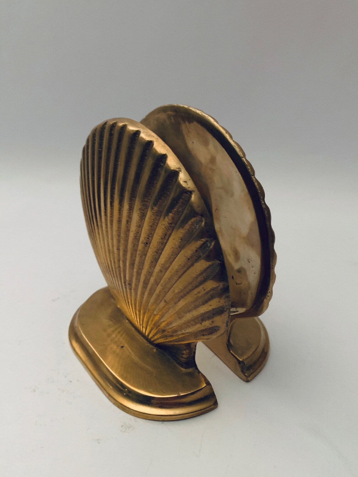 Vintage Brass Clam Shell Bookends Pair Scallop Shells Sea Etsy