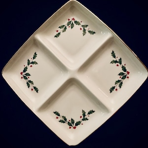 Plat de service carré divisé en 4 parties Lenox Holiday, 1 pièce