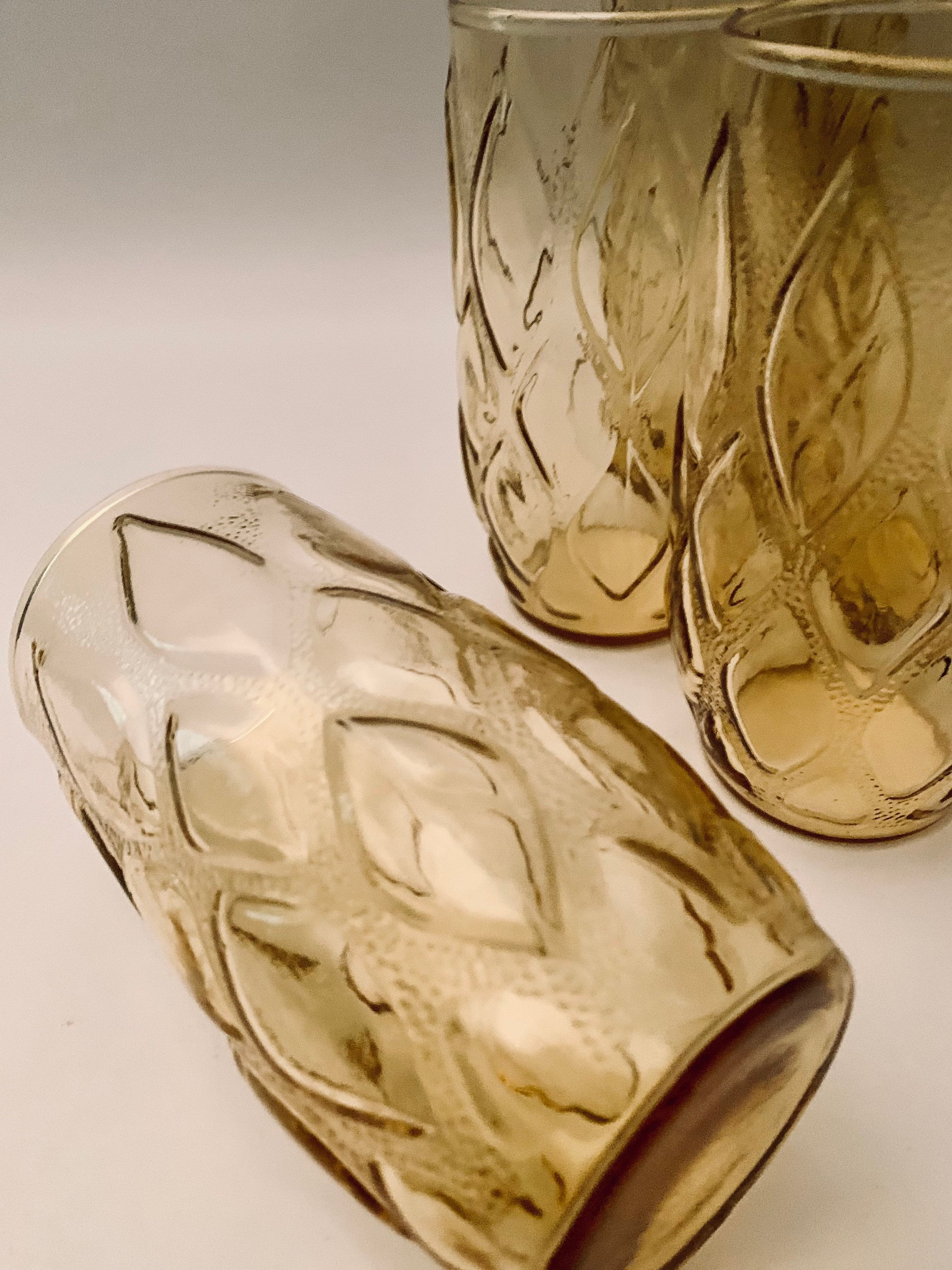 Vintage ビンテージ○ANCHOR HOOKINGガラスアシュトレイアンバー