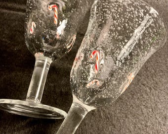 Copas de cristal con semillas Artland en forma de bastón de caramelo, juego de 2