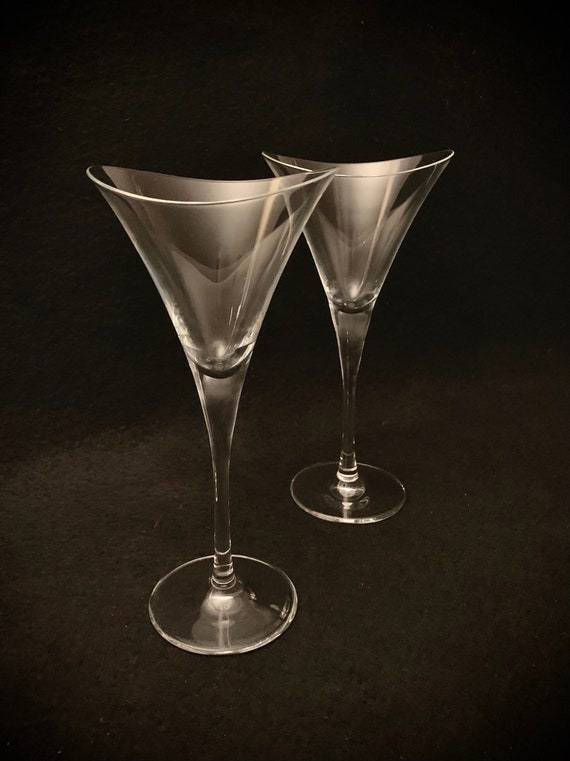 Vintage Hoya Desire Crystal Martini Cocktail Glasses Set of 2 OIB