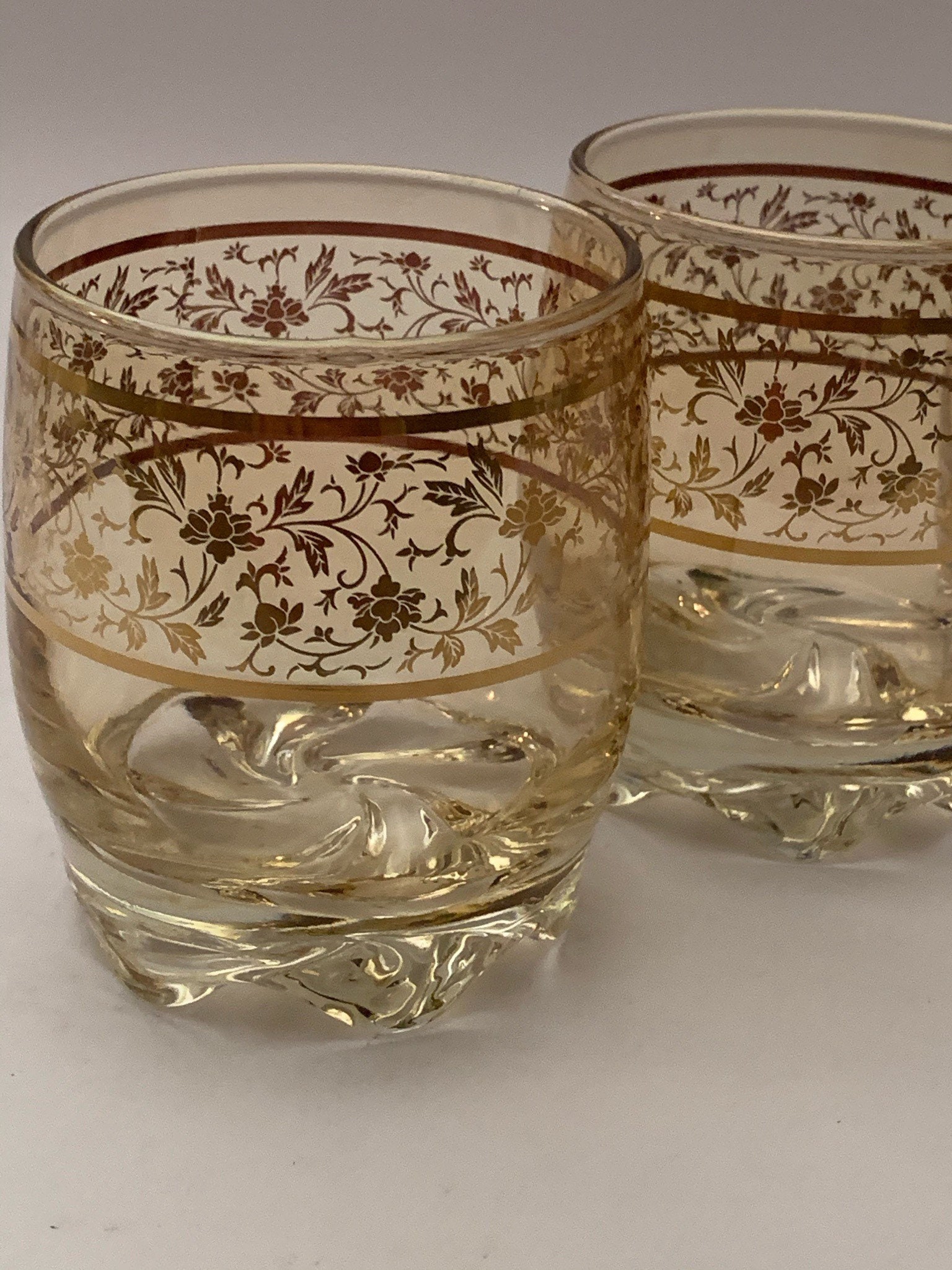 Exquisite Amber and Gold Old Fashion / Cocktail glasses Set | Etsy