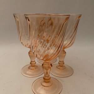Rosaline Pink (Swirl Optic) Wine / Water  Goblets by Cristal D’Arques-Durand - Set of (4)