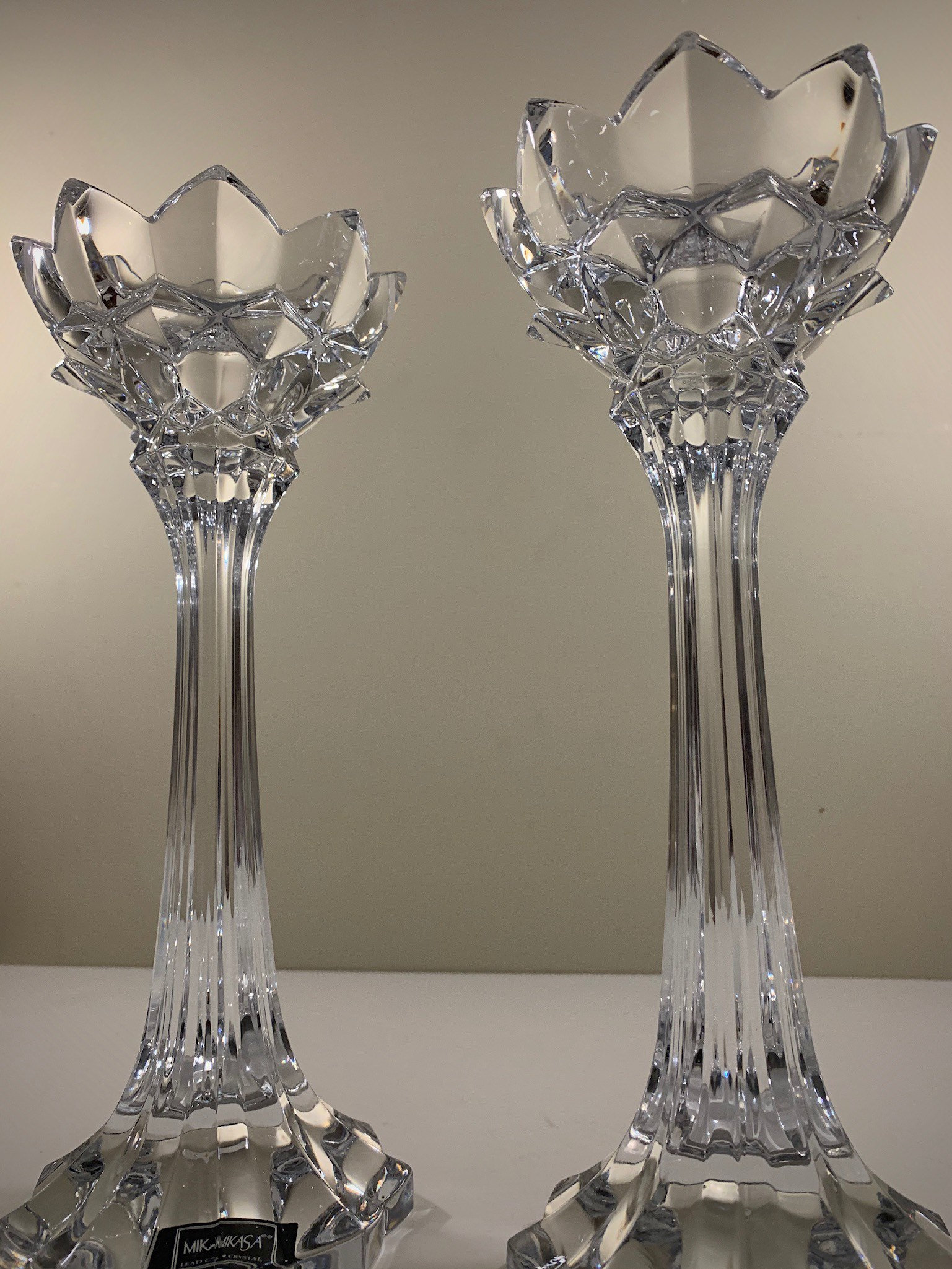 Mikasa Royal Crown Lead Crystal 10" Candle Sticks | Pair