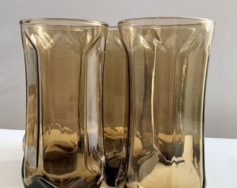 Vintage Smokey Brown Highball Glasses: MCM Barware Set of 4