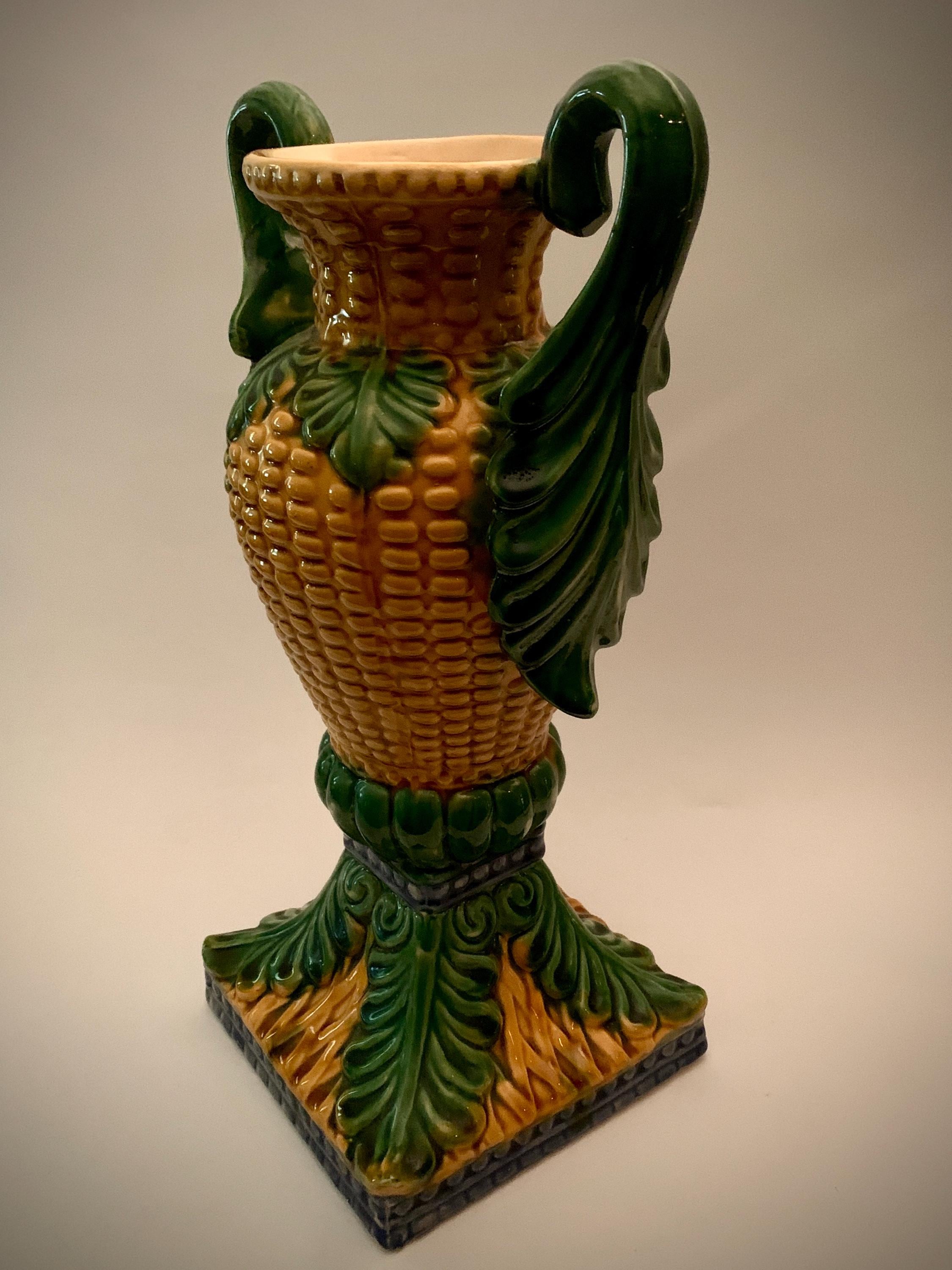 Large Majolica Style Corn Vase: Glazed Ceramic Cornware - Etsy