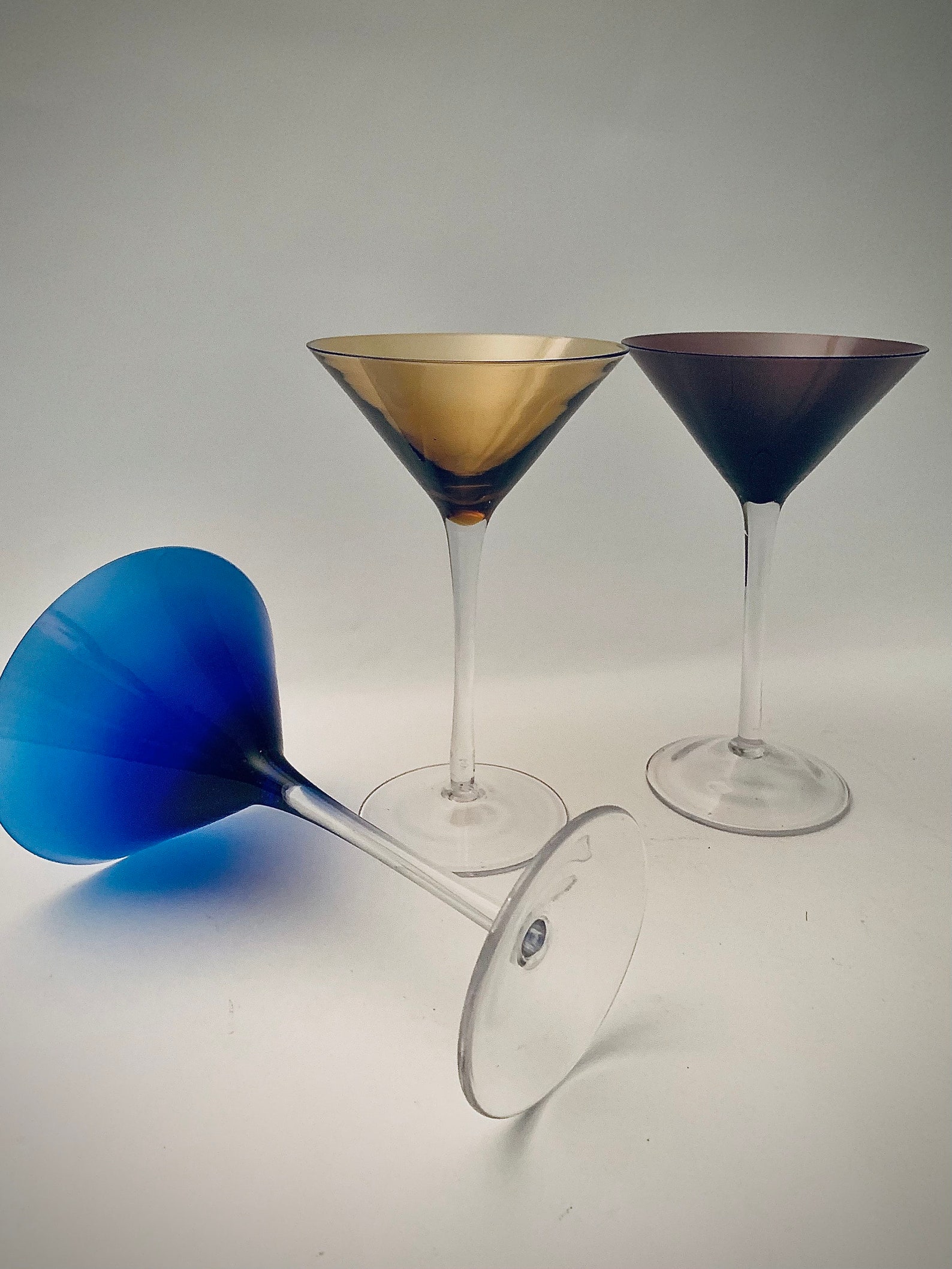 Vintage Jewel Toned Martini Glasses Set of 3 Etsy