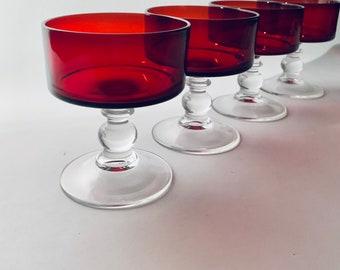 Bicchieri da champagne rosso rubino, Arcoroc Cavalier, set da 4