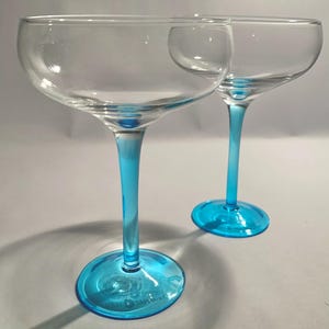 Vintage Trumpet Stem Bombay Sapphire Martini Glasses - Set of (2)