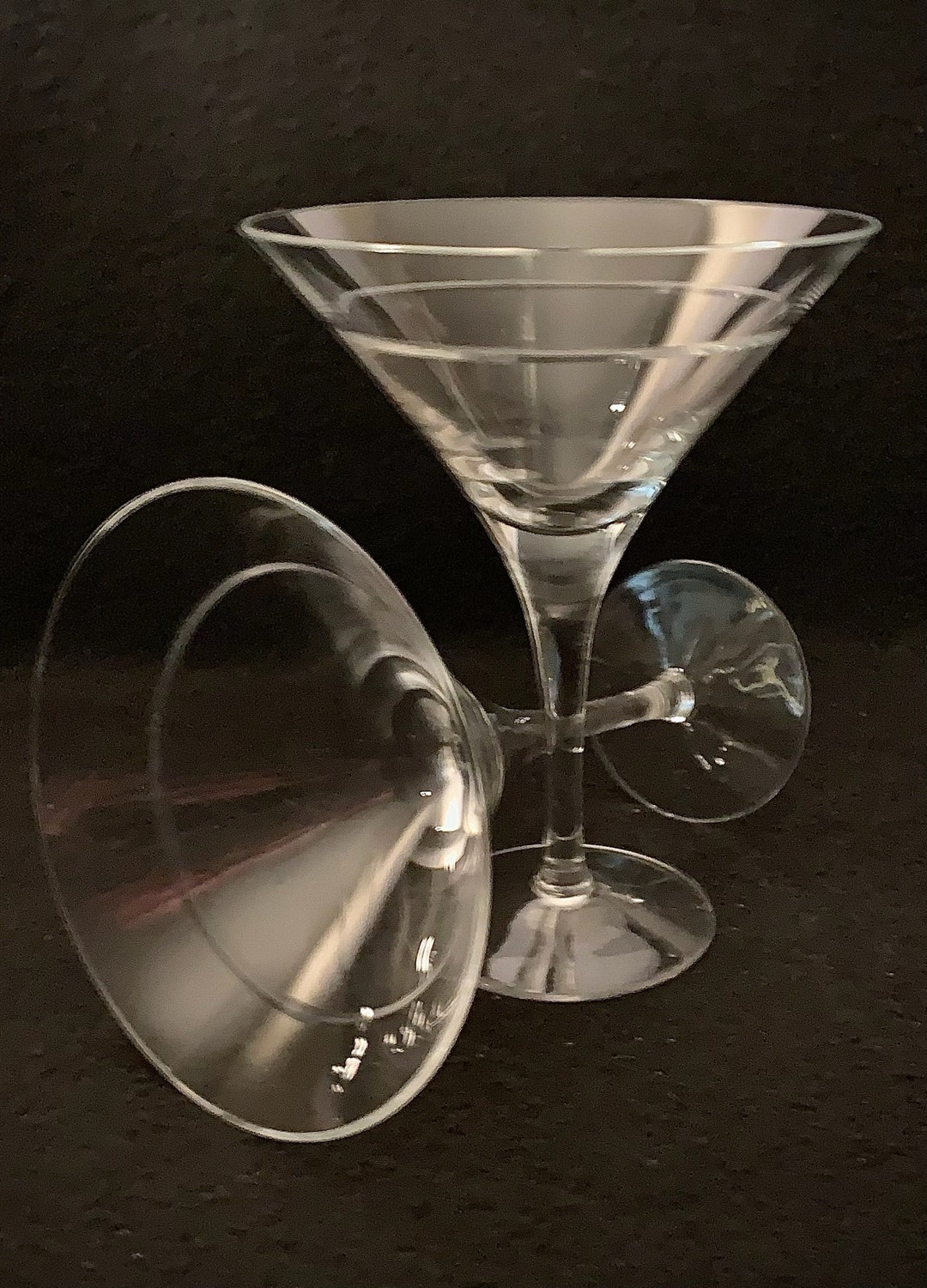 Krosno, Poland, Crystal Martini Glasses With Cut Band Set of 2 Etsy