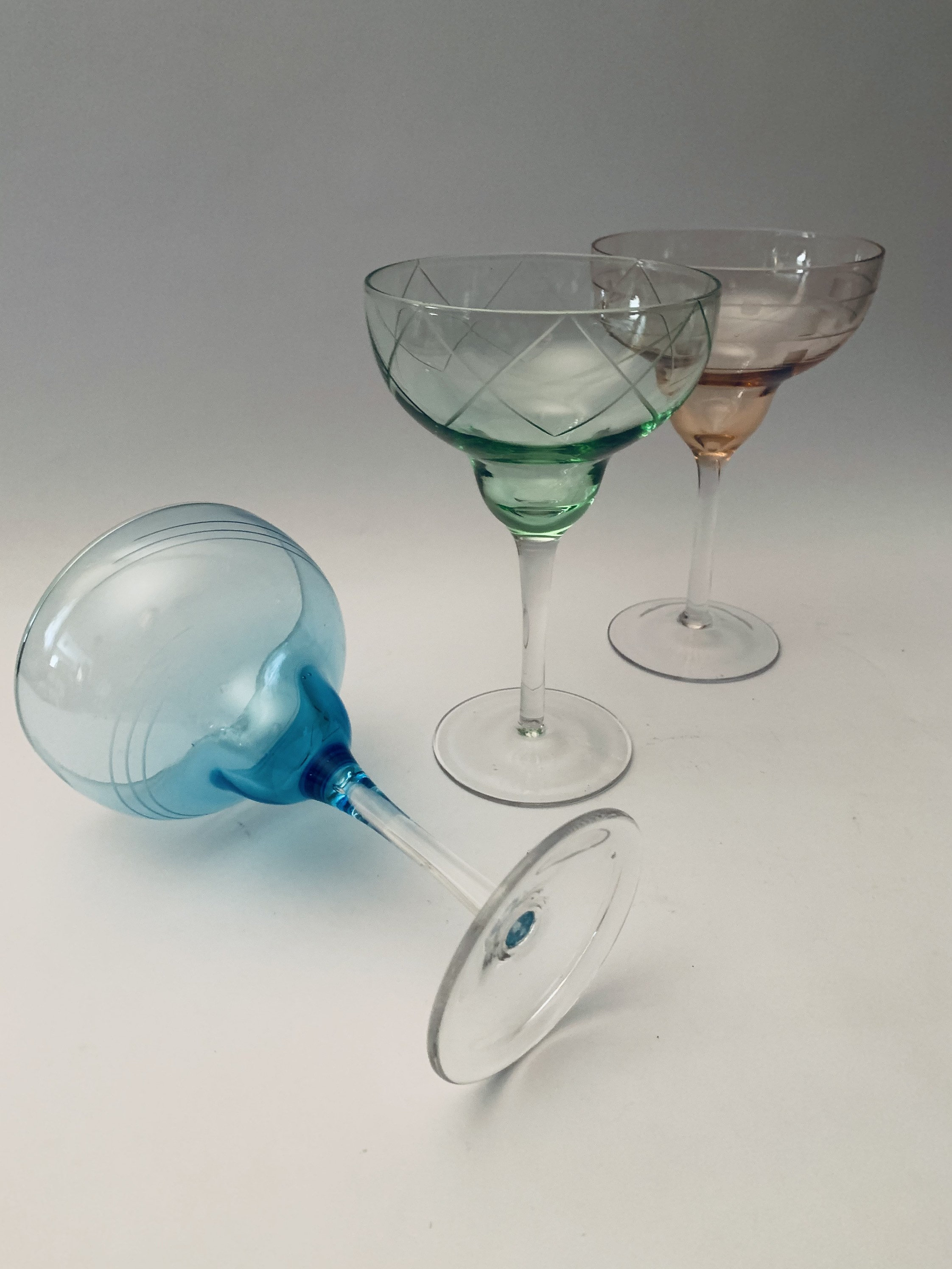 Multicolored Etched Margarita Glasses Cocktail Glasses Etsy UK