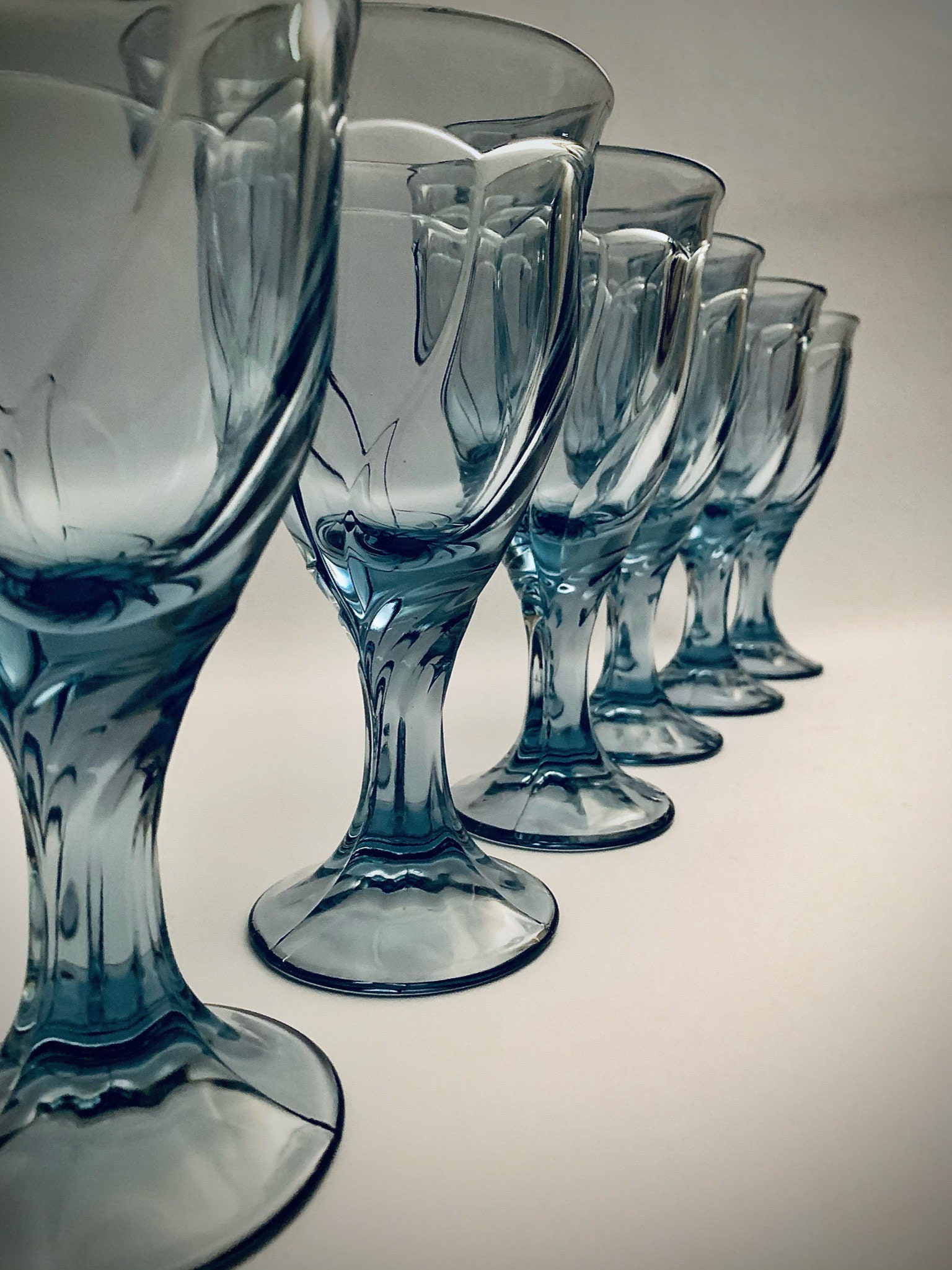 Vintage Noritake Sweet Swirl Light Blue Wine Glasses Set Etsy