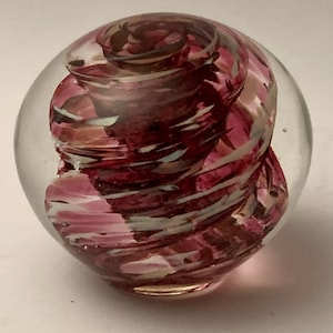 Signed Tempest / Whirlwind / Swirl Studio Art Glass Paperweight - Collectable Multi Colored Art Glass Orb