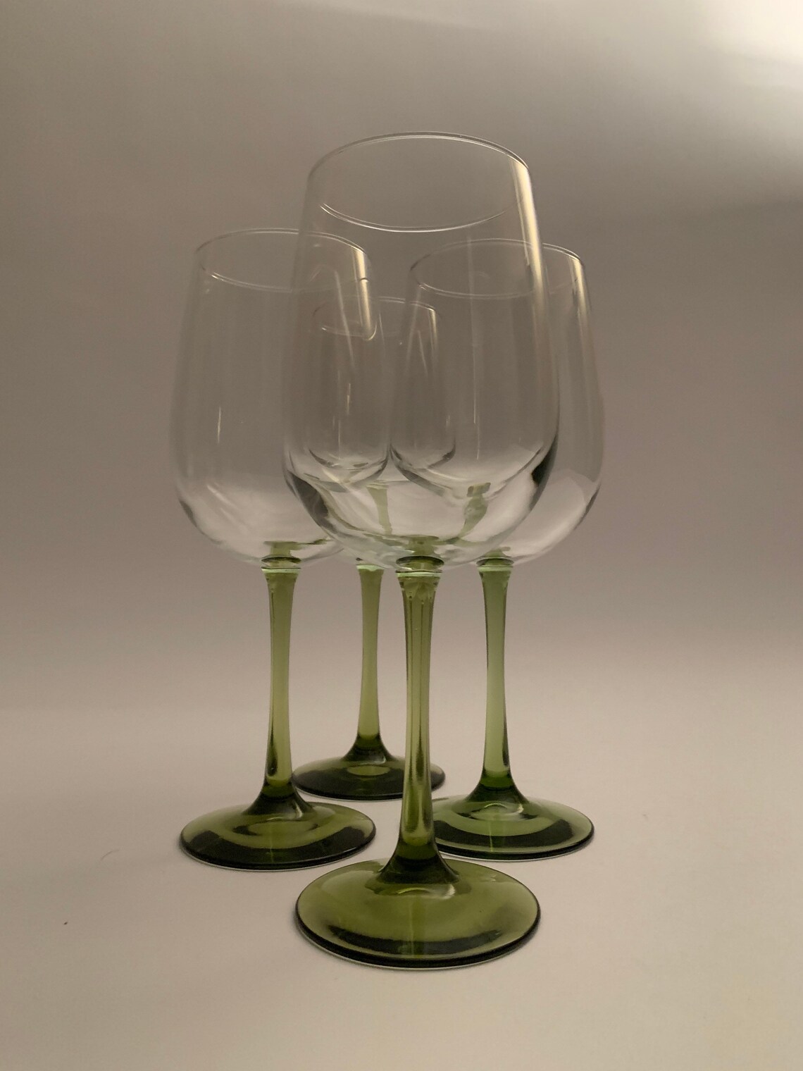 Elegant Vintage Olive Green Stem Wine/Water Glasses with Clear Etsy