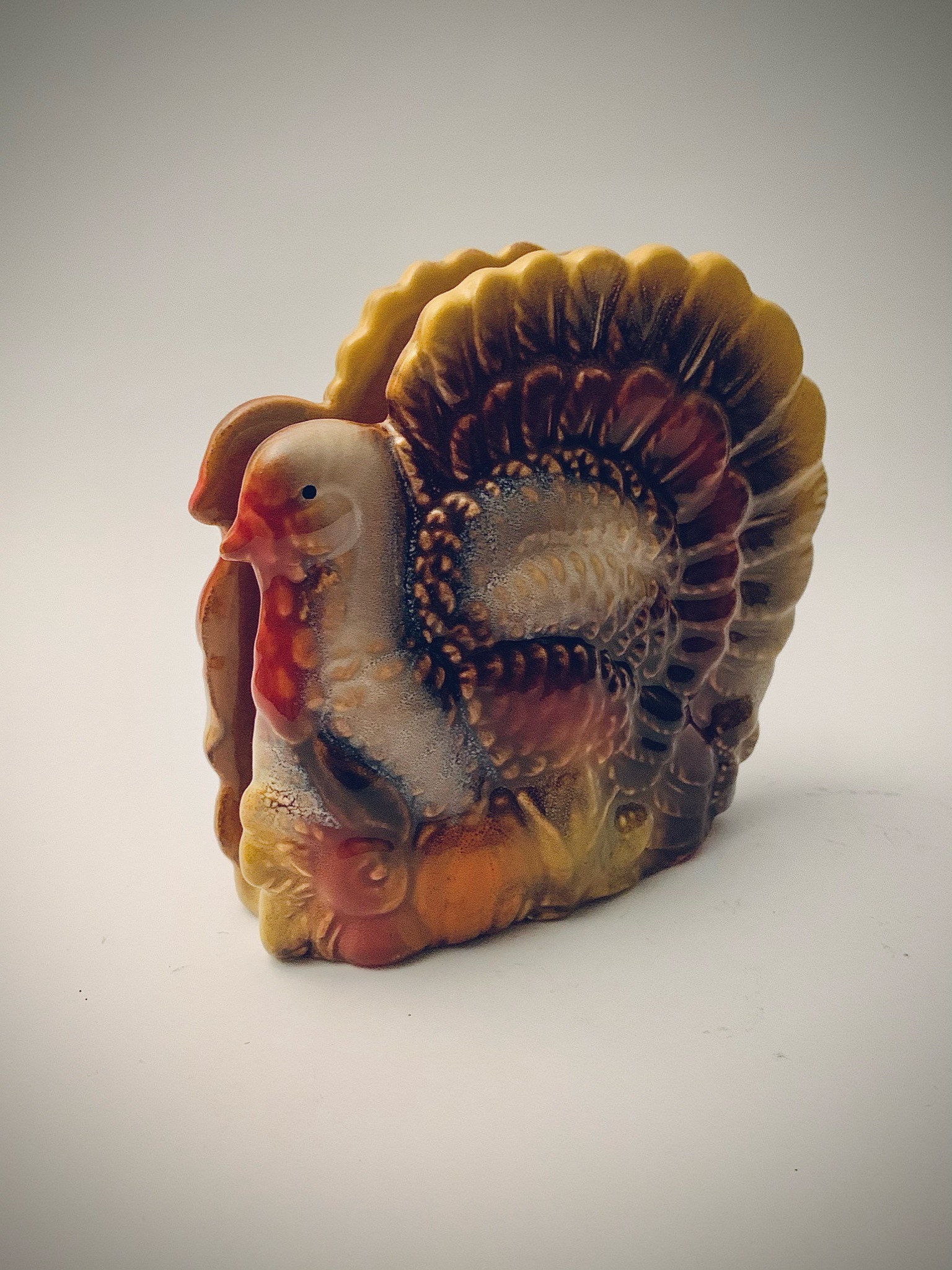 Kitchen & Dining Vintage Brightly Colored Ceramic Turkey Napkin Holder Home & Living Kitchen