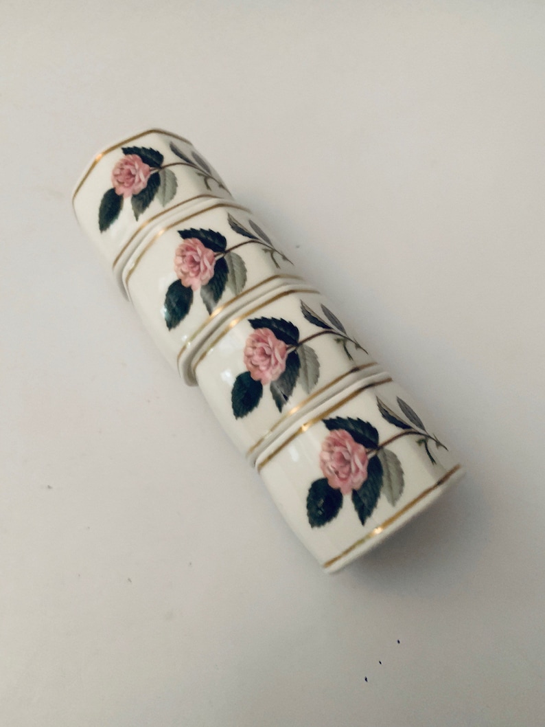 Wedgwood Bone China Hathaway Rose Napkin Rings Set of 4 Etsy