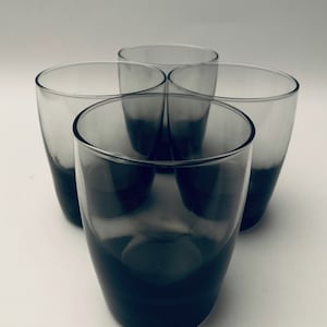 Libbey “Durham Smoke”  Grey Old Fashion, Rocks Glasses, Low Ball Glasses - Set of (4)
