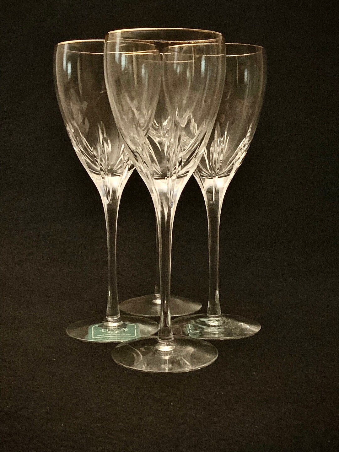 Lenox Crystal Firelite Gold / Firelight Gold Water / Wine Glasses Set