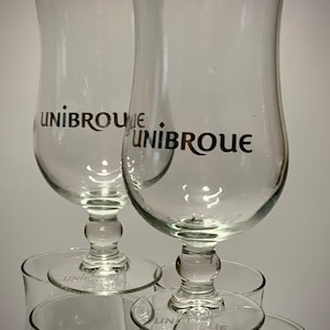 Unibroue Cuvee Glasses,  Canadian Brewery Beer Ale Tulip Shaped Beer Glasses - Sold as Set of (2)
