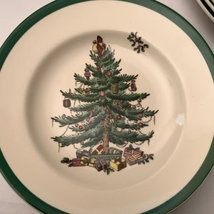 Spode Christmas Tree Wide Green Trim - Made in England - Sold individually