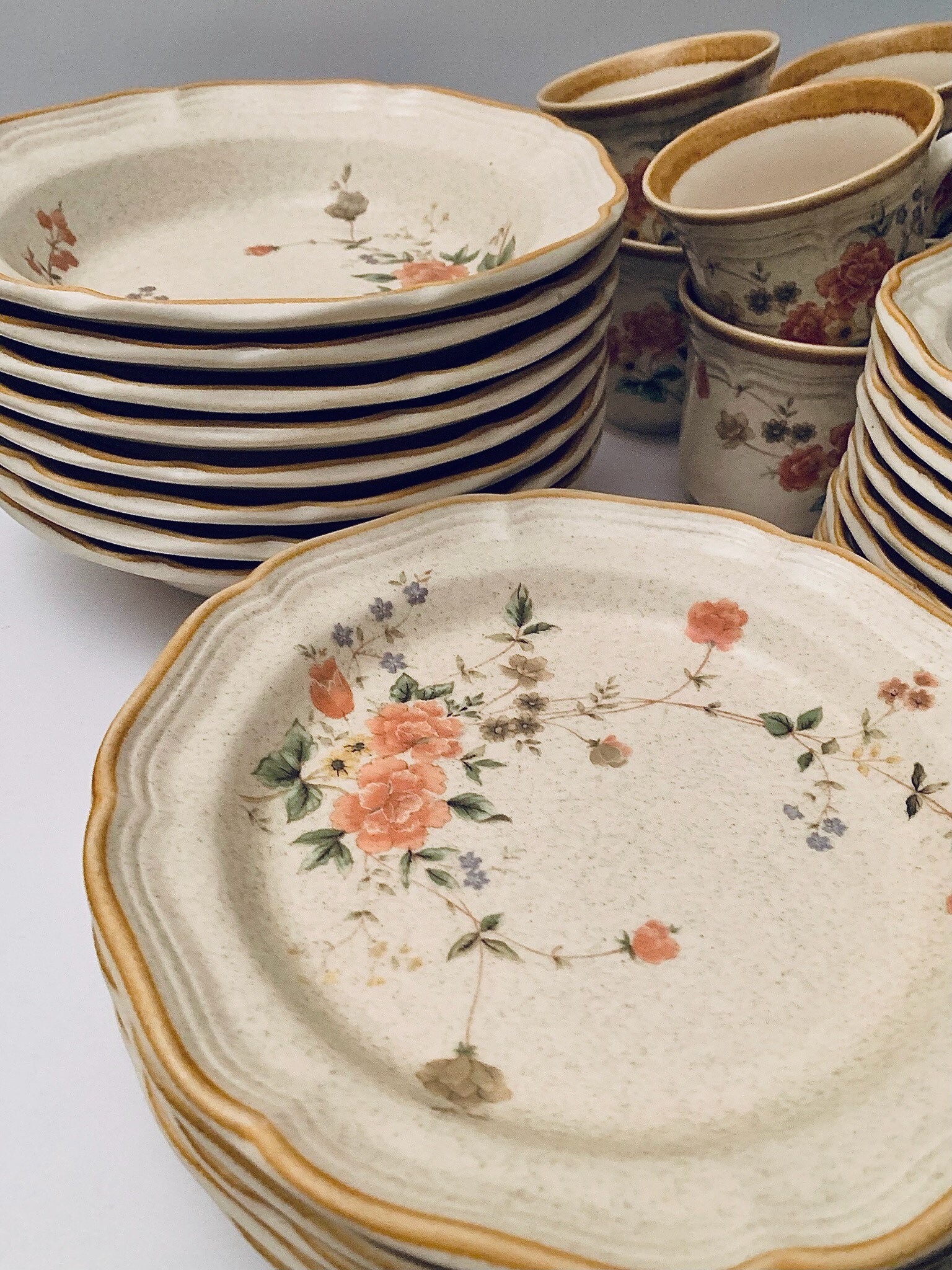 Vintage Mikasa Garden Club Silk Bouquet Stoneware Dinnerware