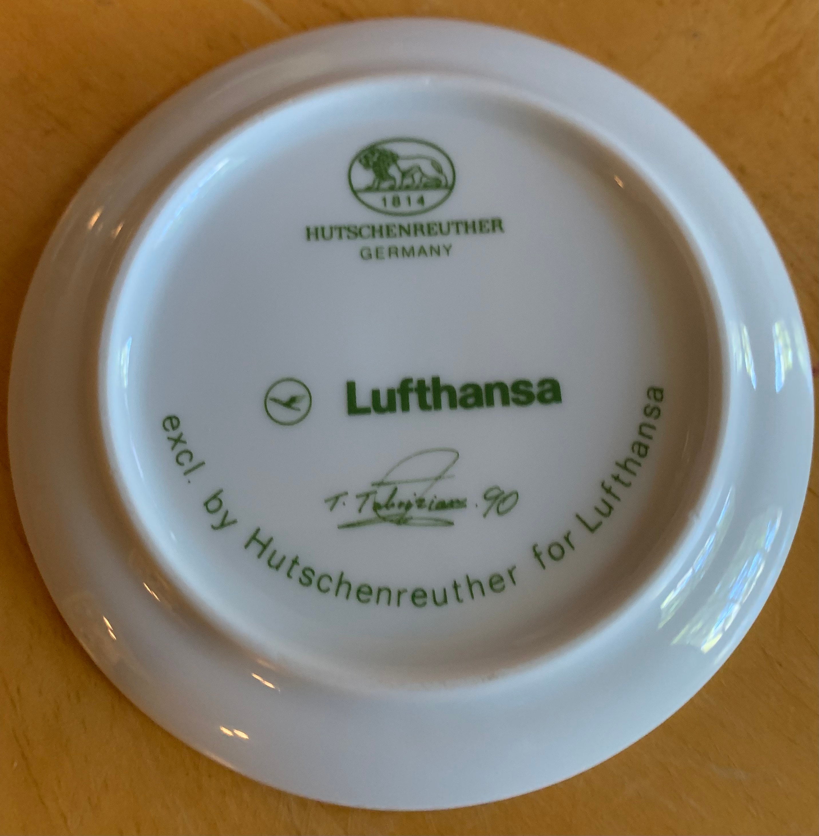 Porcelain Crane Coaster by Hutschenreuther Lufthansa Tabrizian