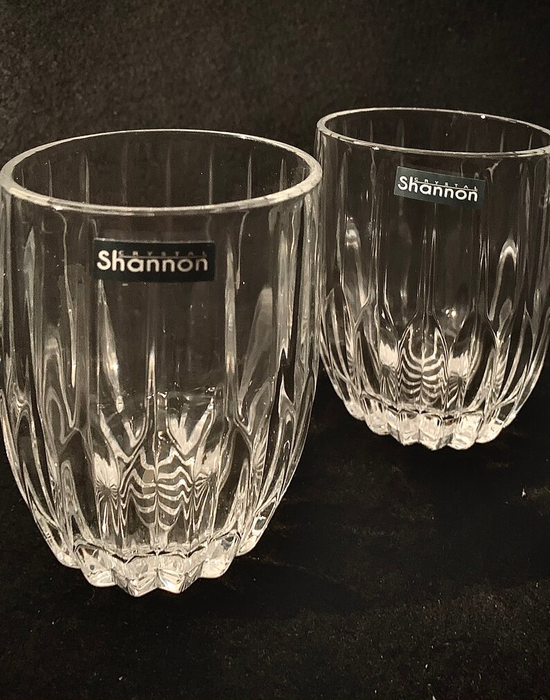 SHANNON Crystal Double Old Fashioned Glasses by Godinger Set Etsy